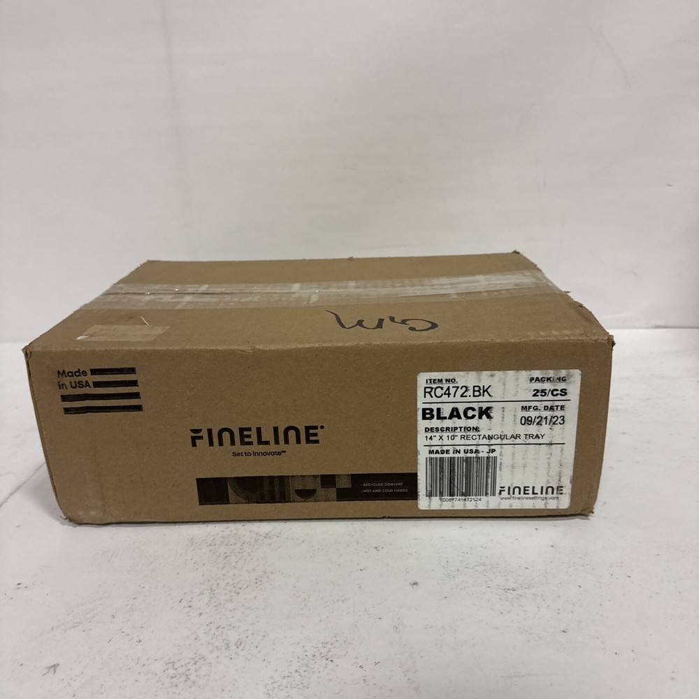 Fineline RC472.BK, 10x14-Inch Platter Black Plastic Rectangular Trays, 25/CS
