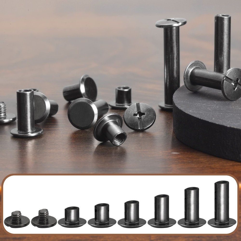 110Sets Chicago Screws Leather Rivets Assorted Screw Rivets Chicago Binding S...