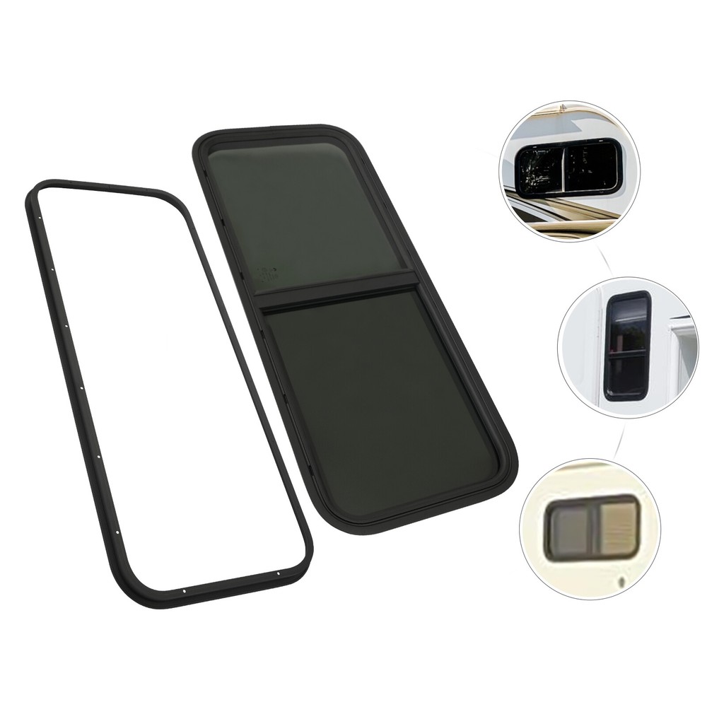 RV Exit Window 42" W x 22" H Optional Trim RV Window Replacement Camper Black!