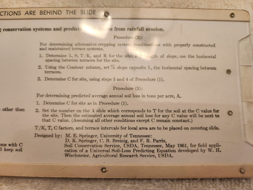 Vintage soil conservation system calculator "FARMING"