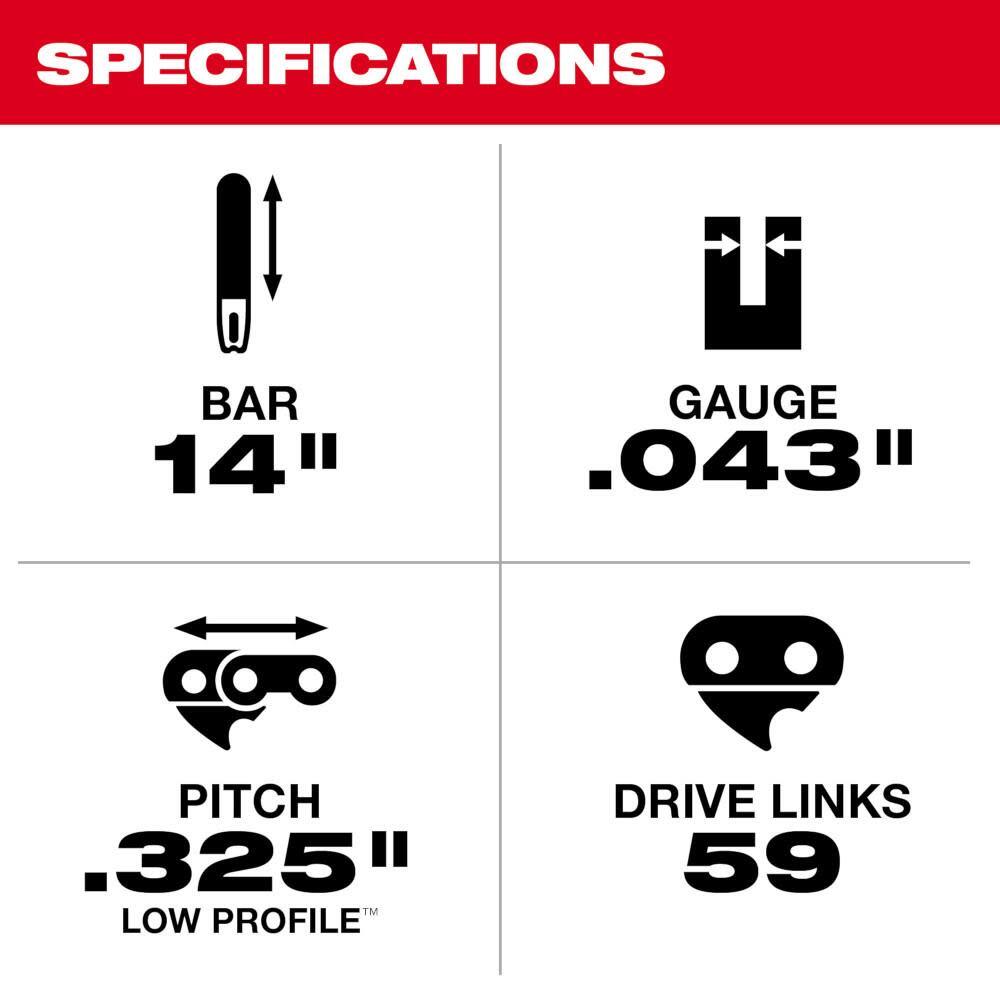 Milwaukee 14Inch Top Handle Chainsaw Guide Bar