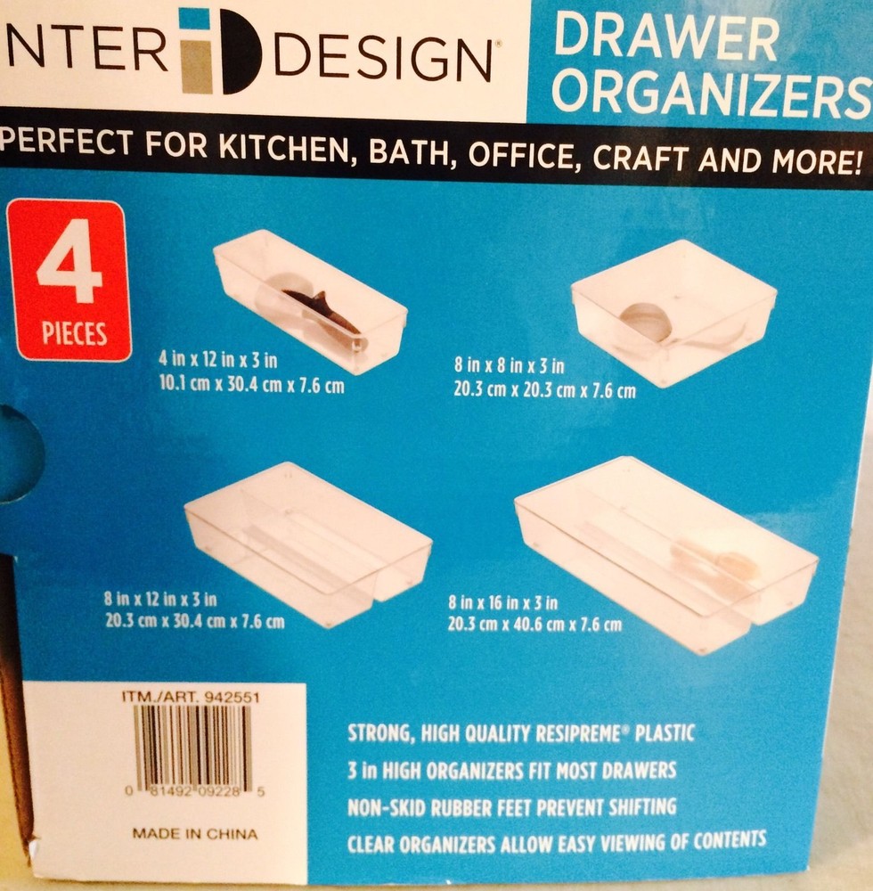 New ID Inter Design Drawer Organizers 4 Piece Set