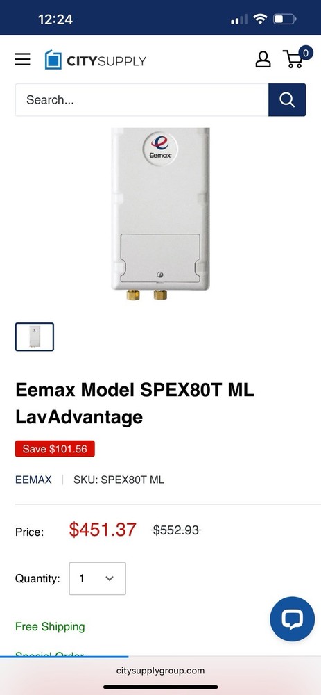 Eemax SPEX80T ML Electric Tankless Water