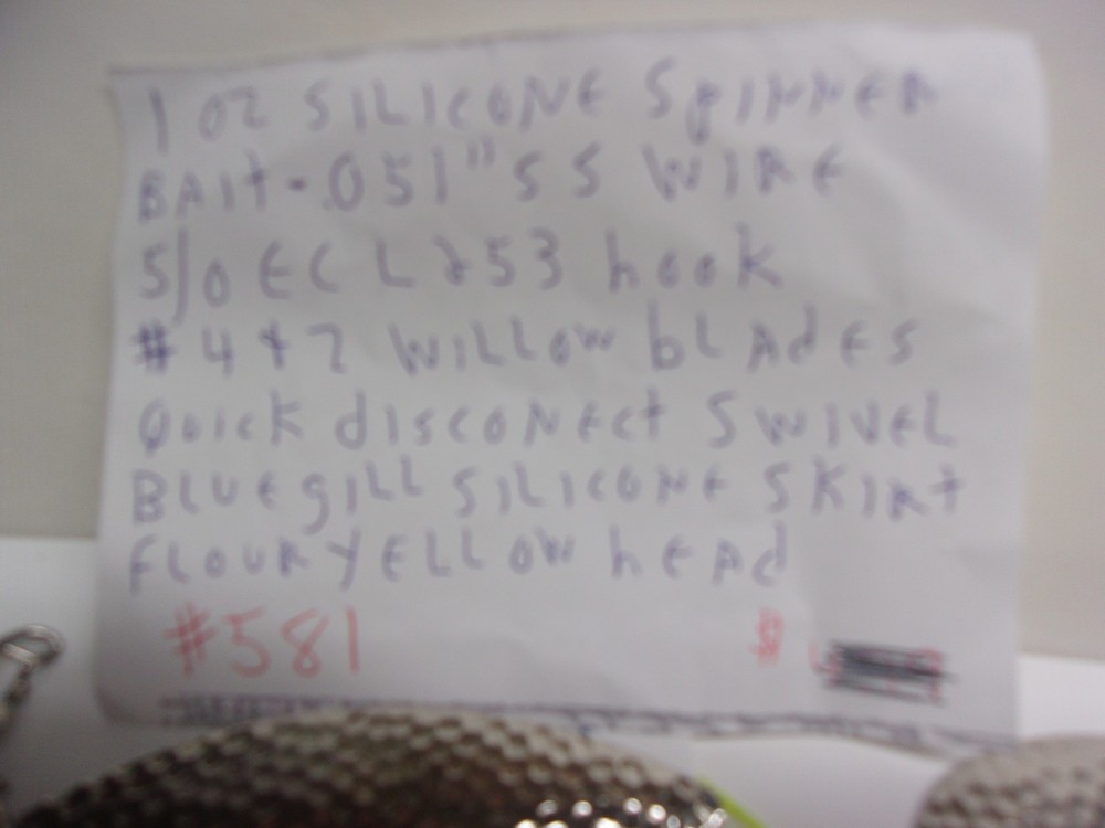 2-1 OZ Spinner Baits 5/0 E C l253 .051" S S wire # 581