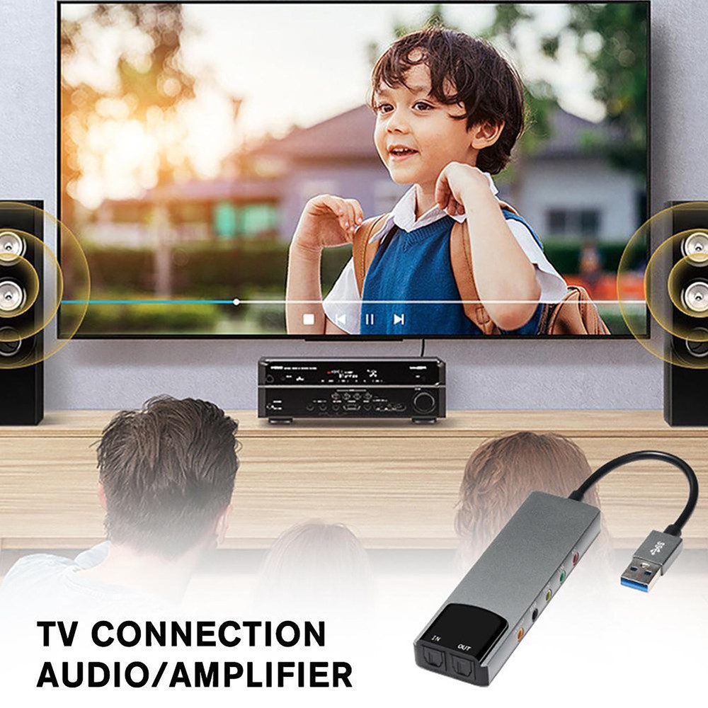 Usb External Multi-Function Sound Card 3 Input Terminals For PC Computer Laptop