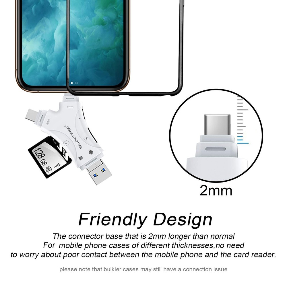 SD Card Reader for iPhone/ipad/Android/Mac/Computer/Camera,4 in1 Micro SD Card