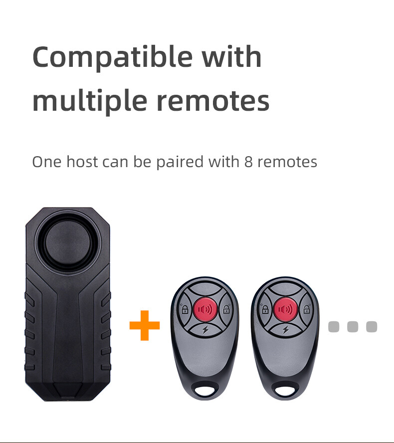 Bike Alarm, Remote Control, 113 dB, Loud, Adjustable Sensitivity, for Rolling