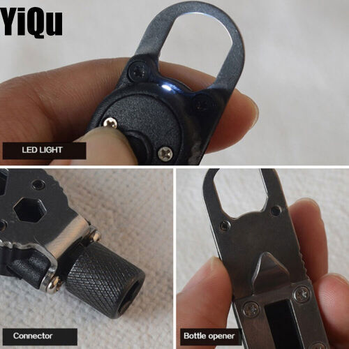 Black Multifunction Tactical EDC Mini Pocket Knife Survival Multitool Keychain