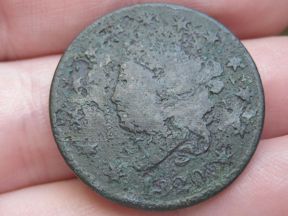 1820 Matron Head Large Cent Penny- Small Date, VF/XF Reverse Details
