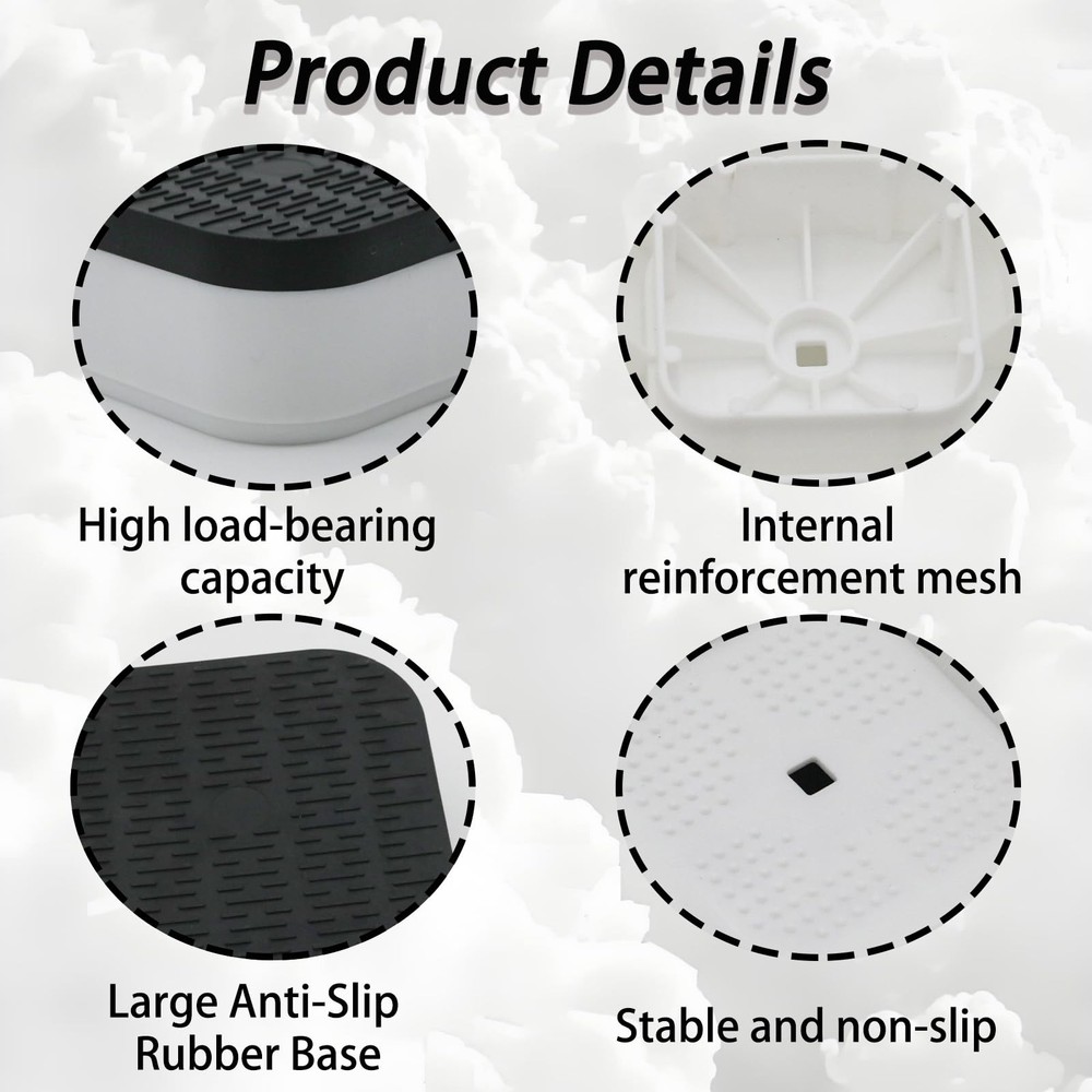 White Adjustable Furniture Risers Square Stackable Bed Raisers 8 PCS