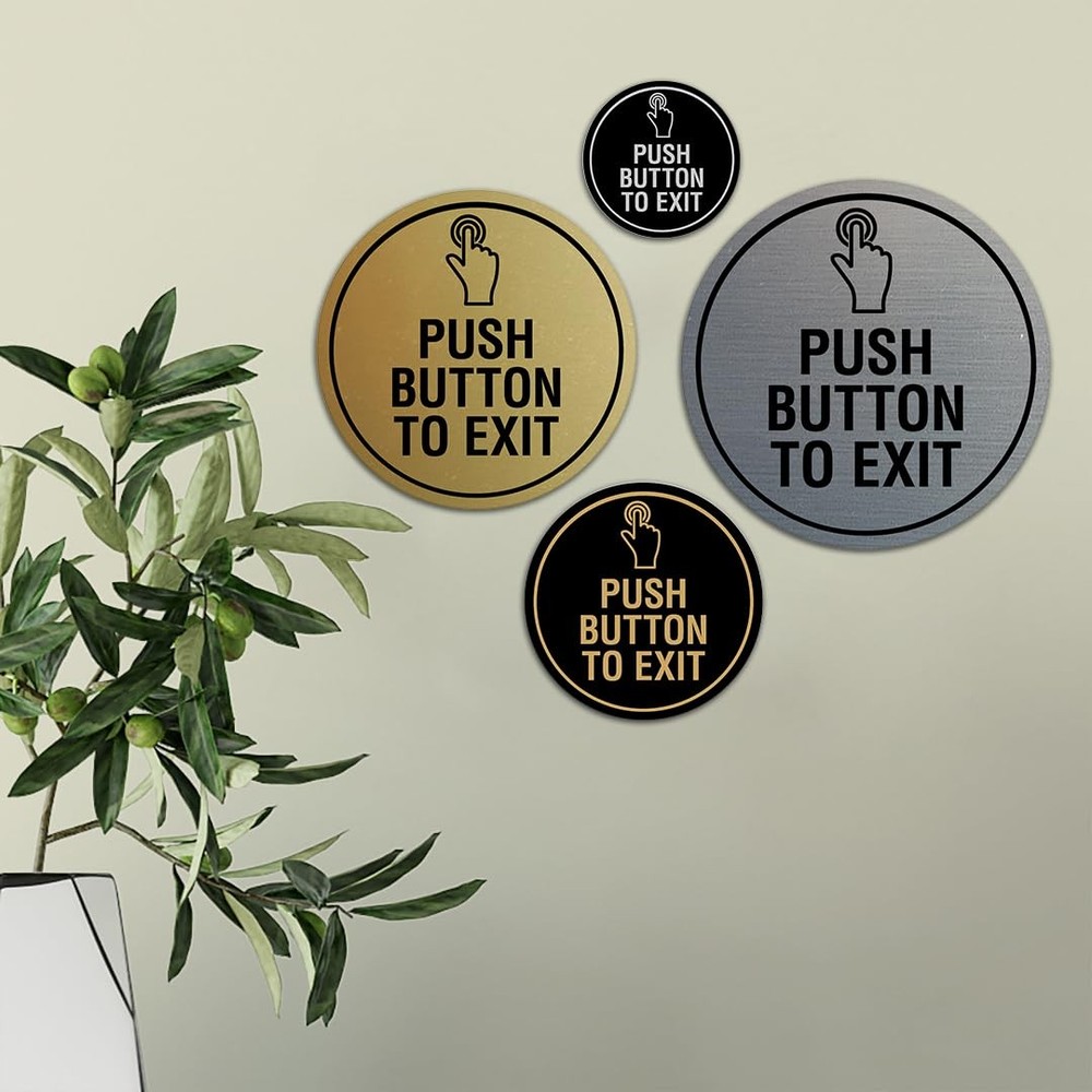 Circle Push Button To Exit Sign Black Small Door Access Control Switch Part