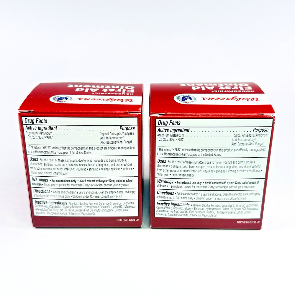 (2 Pack) Walgreens Homeopathic First Aid Ointment (2 oz) Compare To Emuaid Max