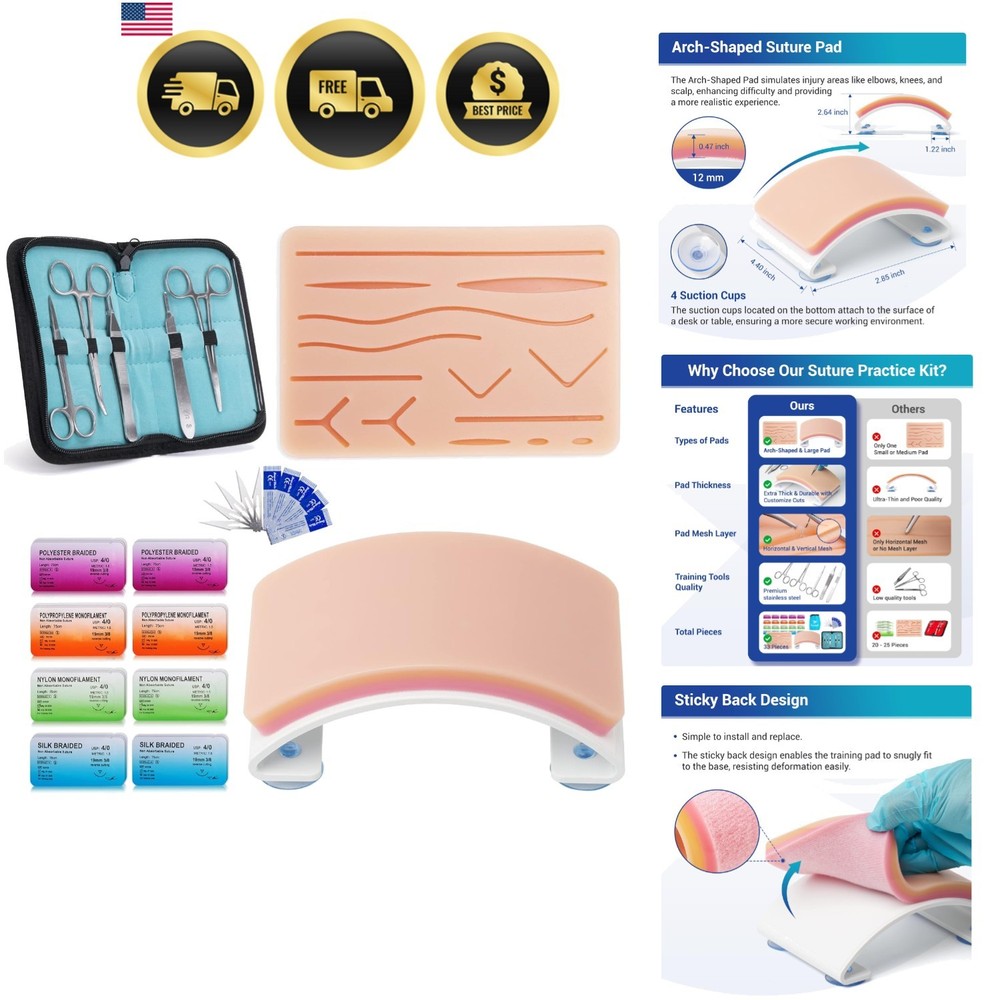 Advanced Suture Practice Kit for Medical and Veterinary Students, Complete Se...