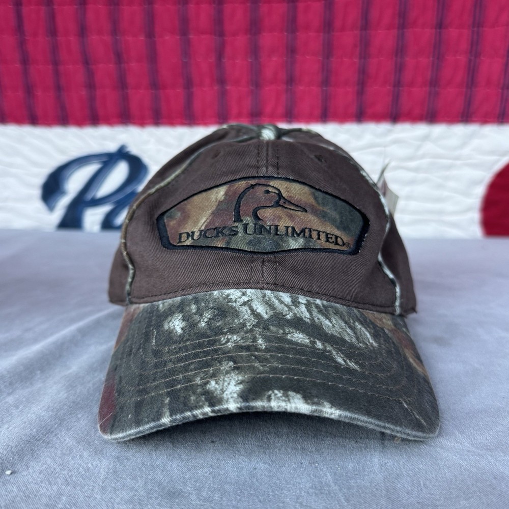 Ducks Unlimited Mossy Oak Camo Adjustable Strapback Hat Cap With Patch New
