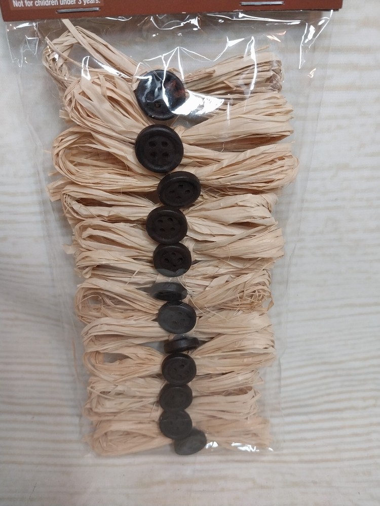 New! 12 Natural Raffia Bows Black Button Rustic Country Crafts Decor Fall Easter
