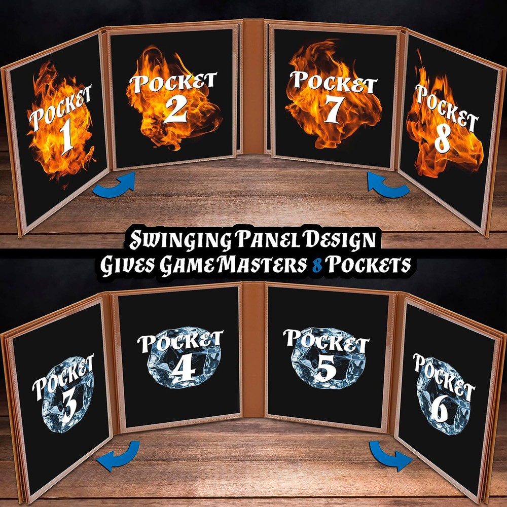DM Screen 8-Panel GM Folding Dungeon Master Screen with 2 Panels for TTRPGs