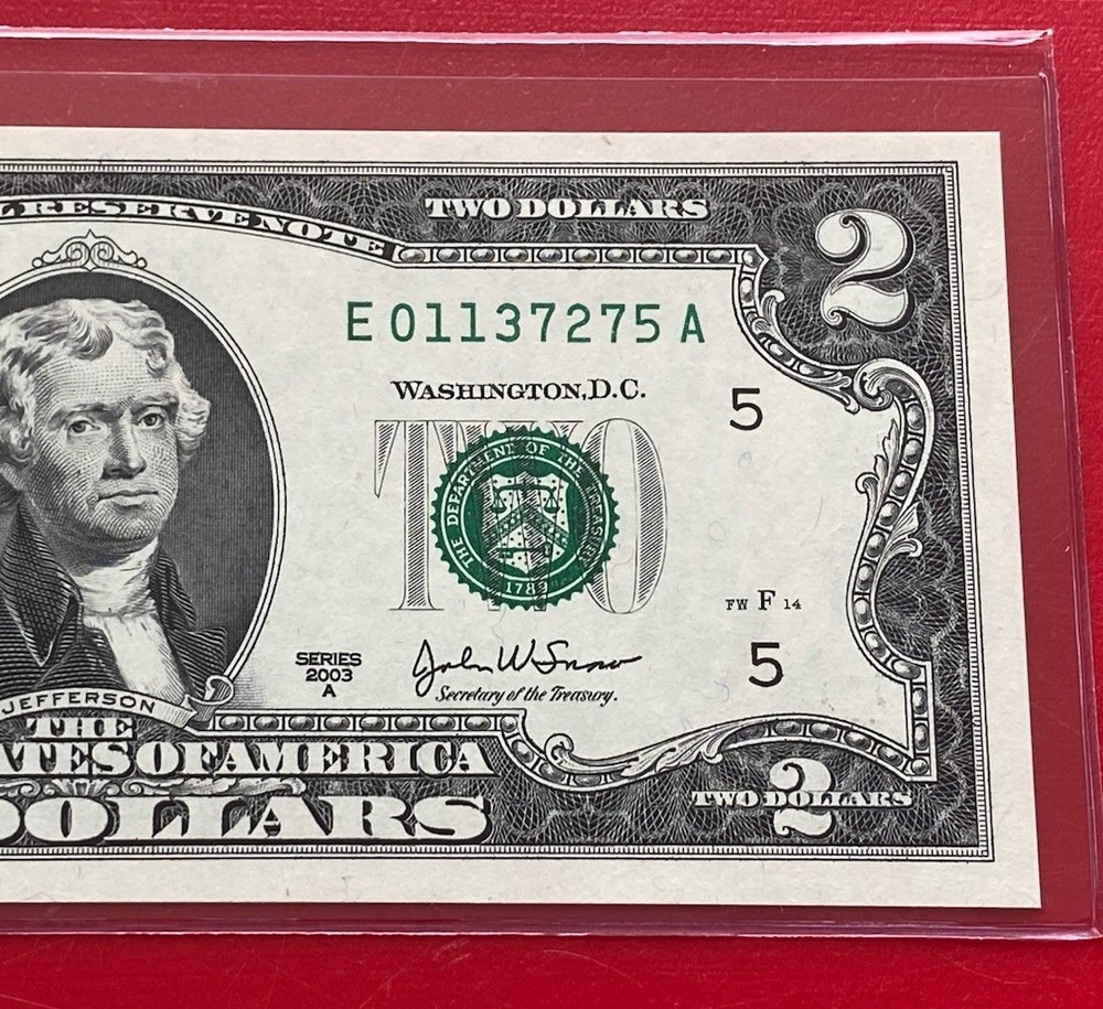 2003 A $2 TWO DOLLAR BILL ( RICHMOND E ) UNCIRCULATED