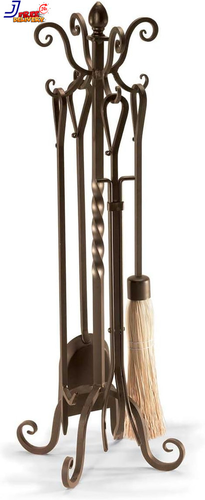 Pilgrim Home and Hearth 19008 Victorian Fireplace Tool Set Brushed Bronze