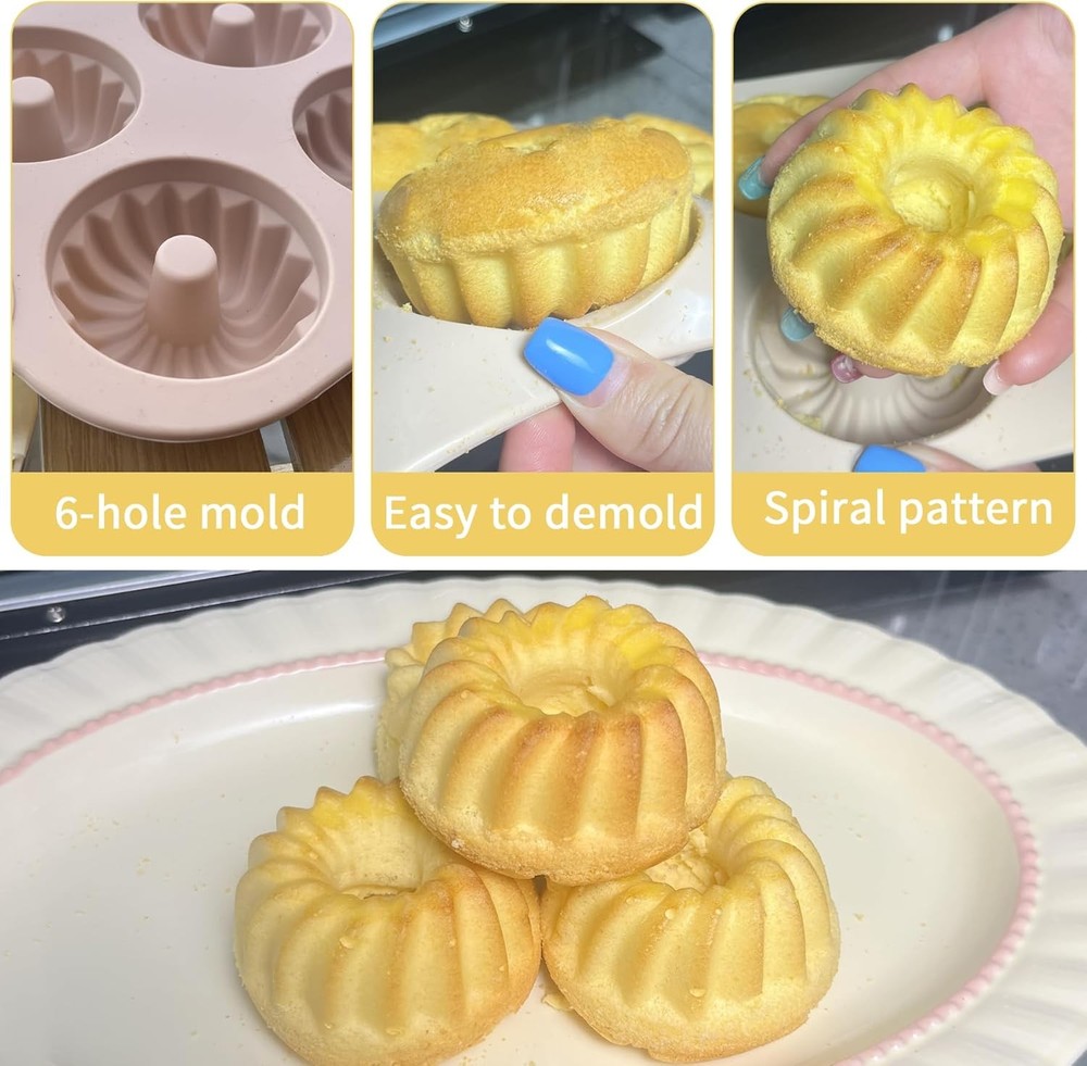Mini Nonstick Silicone Cake Pans for Baking Cupcakes and Donuts - 2 Pcs