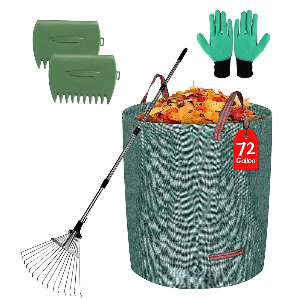 Adjustable Metal Leaf Set 65" Adjustable Handle Rake Set,32-63" Handle, 8-23"...