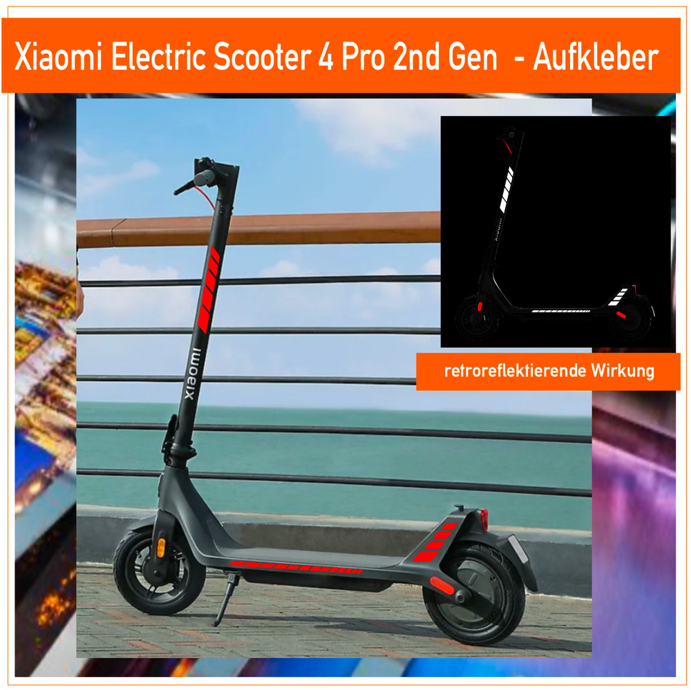 Xiaomi E-Scooter 4 Lite 2nd Gen - Retro Reflective Fluorescent Stickers