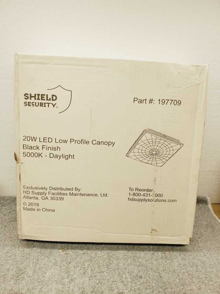 20W LED Low Profile Canopy Ceiling Mount Light Shield Security 197709 Black 5K