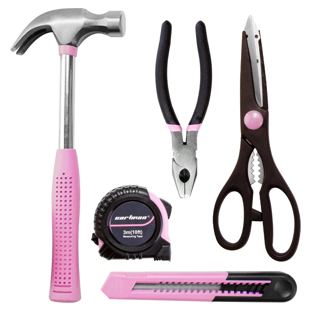 126-Piece Home Tool Set Basic Hand Tools with Storage Case Pink