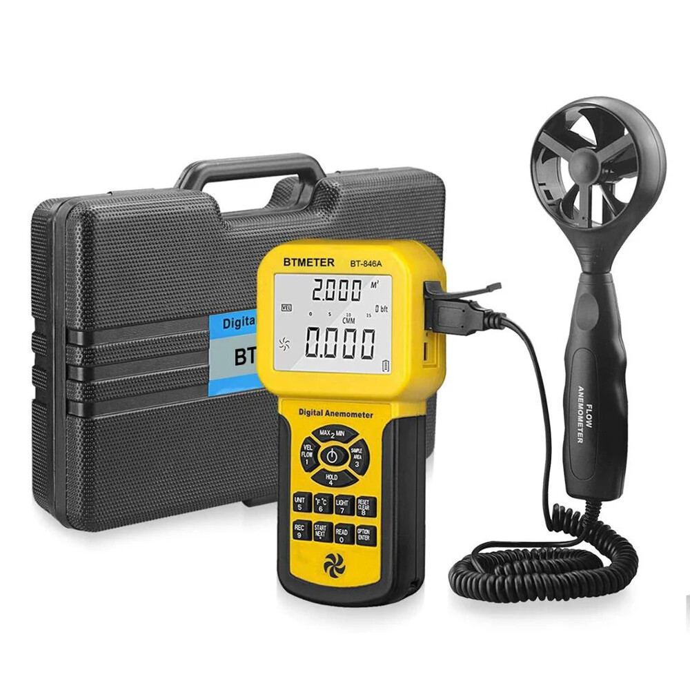 HVAC Anemometer Measures Wind Speed Wind Flow Temp Tester with Backlight