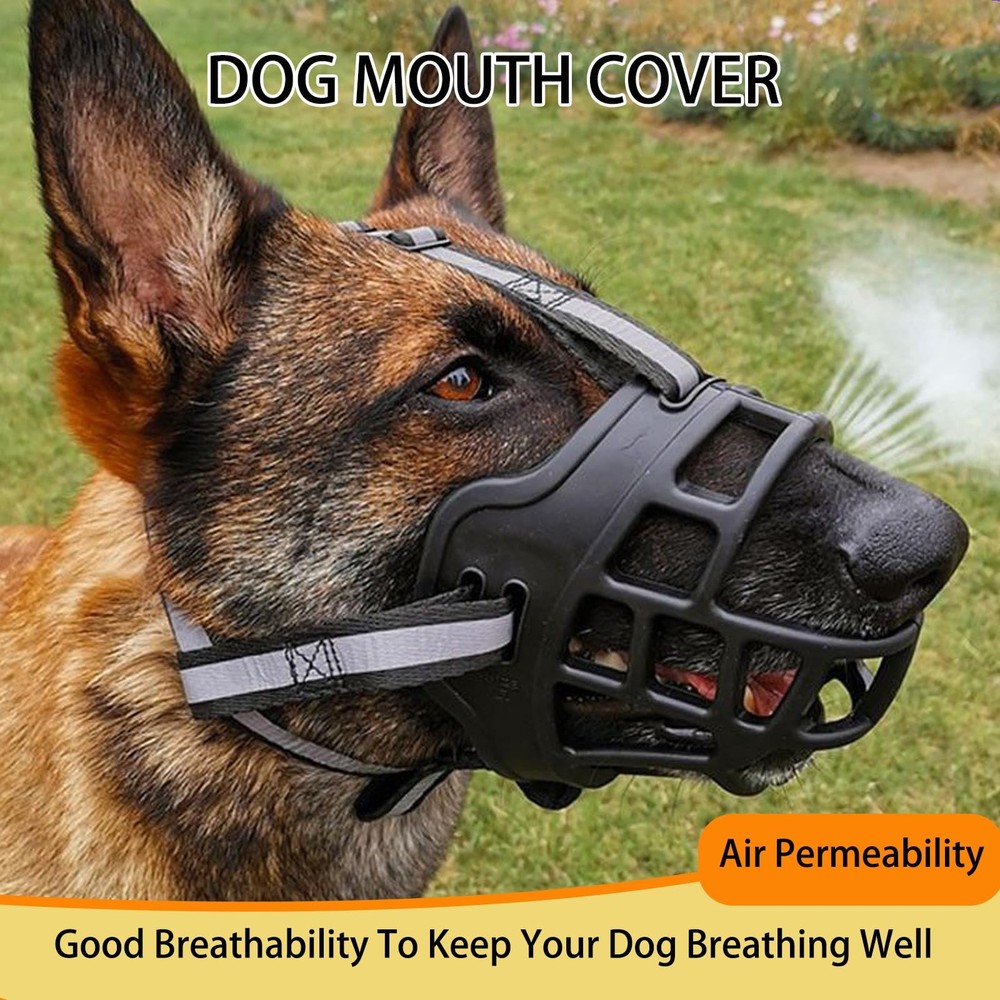 Breathable Dog Muzzle - Adjustable Soft Silicone & Mesh, Escape-Proof Design ...
