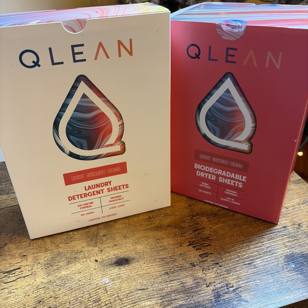 2x Qlean Laundry Detergent Sheets Travel-Friendly  Ruby Sunset Bliss