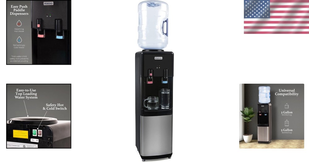 Top Loading Water Cooler with Removable Tray & Energy-Saving Features - Water...