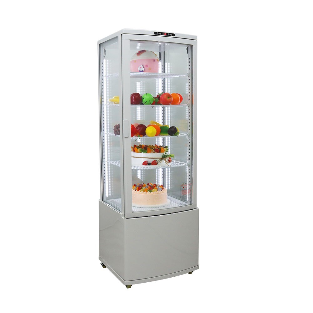 110V 5 Layers Refrigerated Cake Display Vertical LED Lighting Lockable Wheels