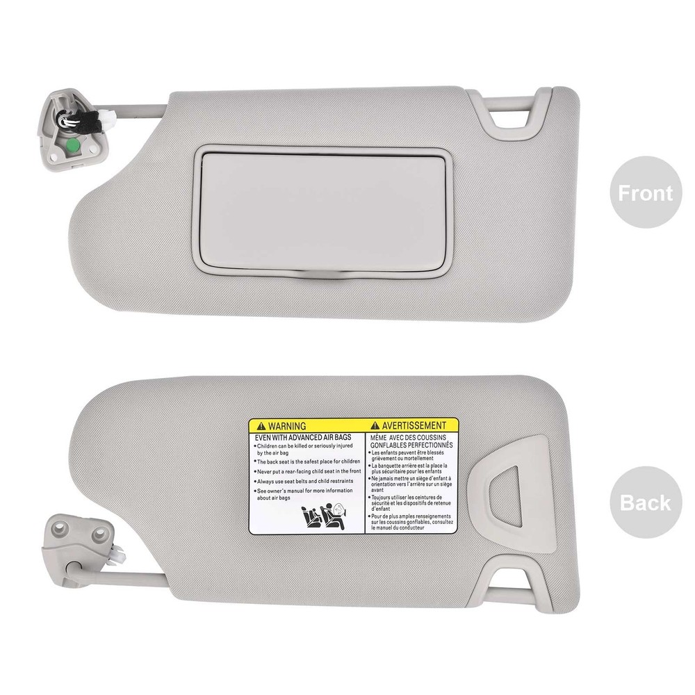 Nakuuly Left Driver Side Sun Visor Gray with Light, Side,