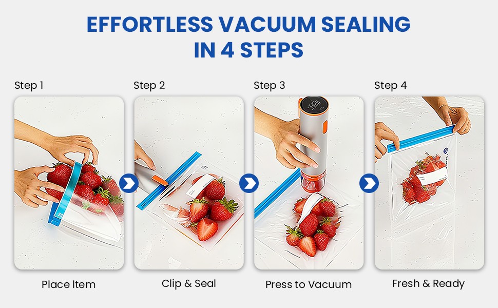 Handheld Multi-Function Vacuum Sealer for Kitchen Use Includes 20 Bags & 4 Lids