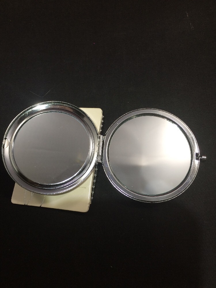 Coffee Round Crystal Compact Mirror Makeup Handheld Dual Sides Mirror