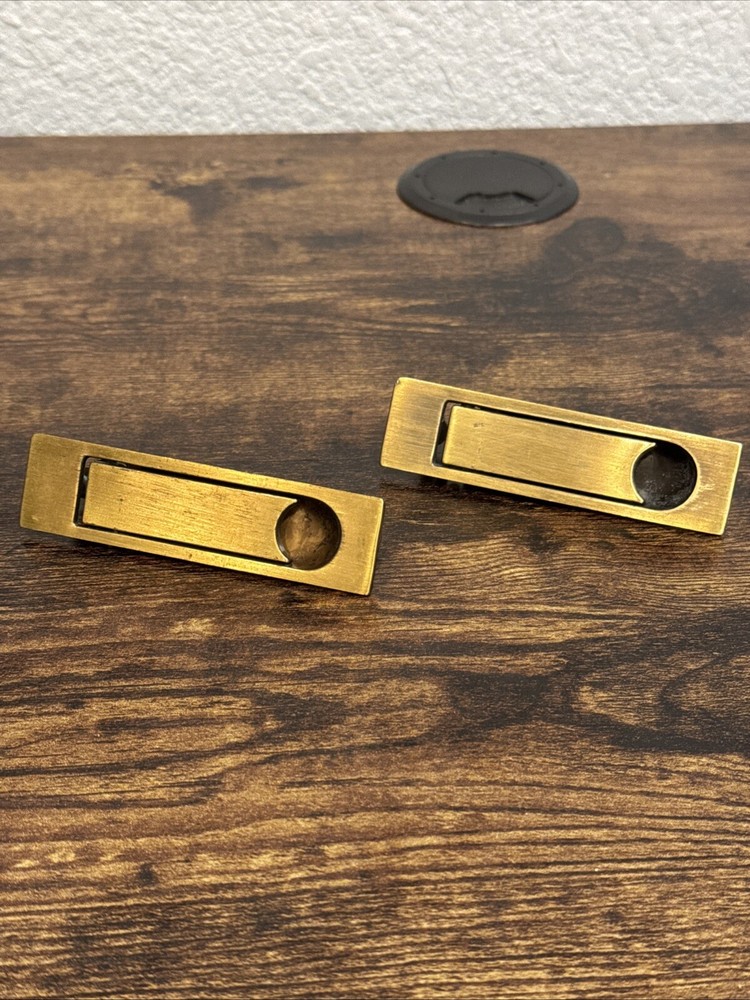 Drexel Passage Door Pulls 2 Brass Handle Campaign KCB N15812 Vintage Replacement