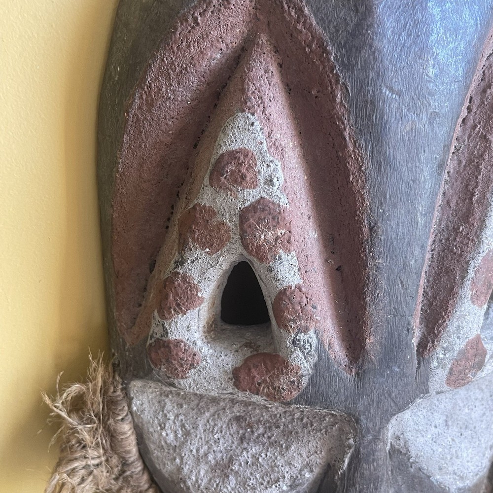 Luba-Warega (Lega) Mask - DRC Congo - Animal Teeth & Raffia - 13"