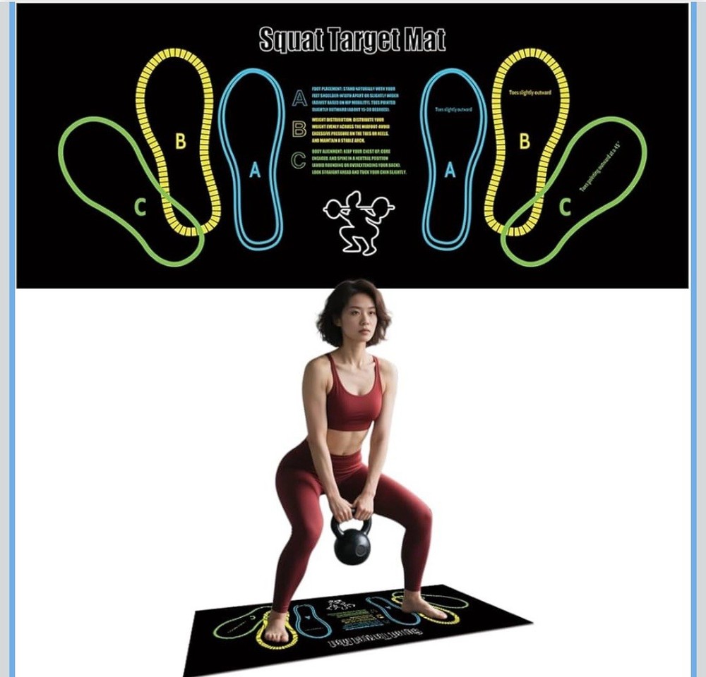 New Exercise Mat Perfect for Squats Leg & Ab Workouts - Squat Guide Mat
