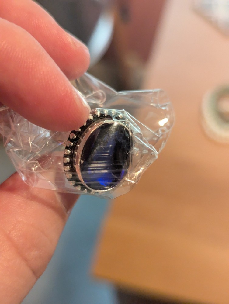 Blue Sapphire Oval Ring Size 9