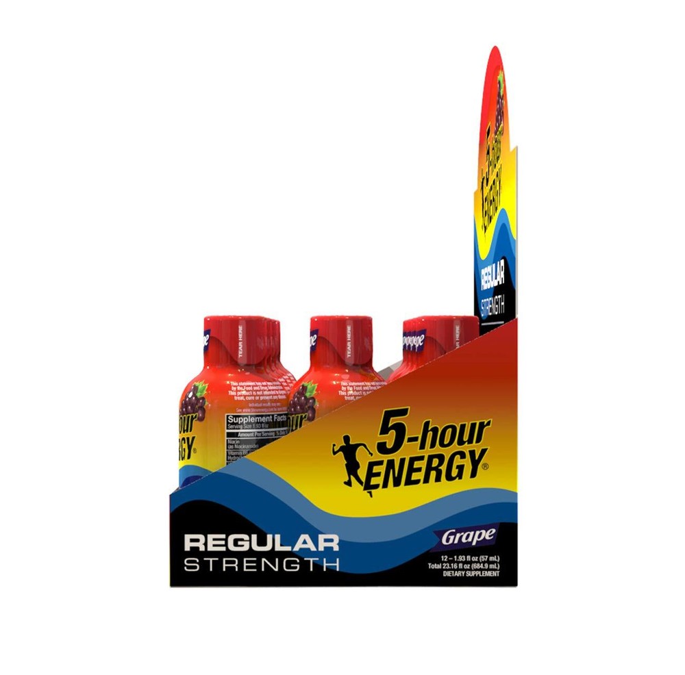 5-hour ENERGY Shot, Regular Strength, Grape, 1.93 Ounce 12 Count