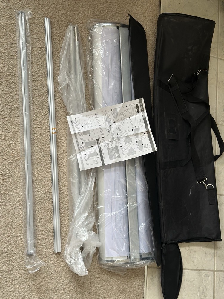 Retractable Banner Stand 33” (MSRP $304) New w/Padded Carrying Case