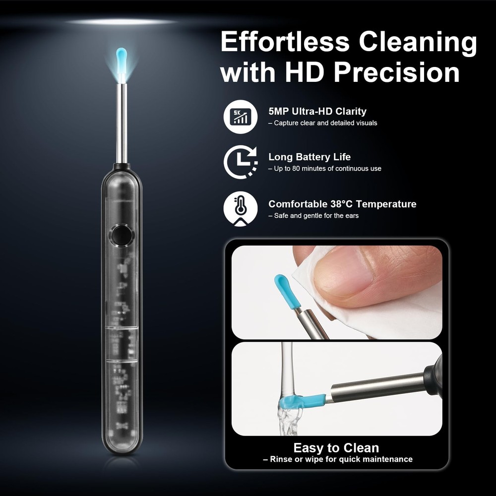 FoxSync 5MP 2560x1920 HD Ear Wax Removal Tool with Camera – Includes...