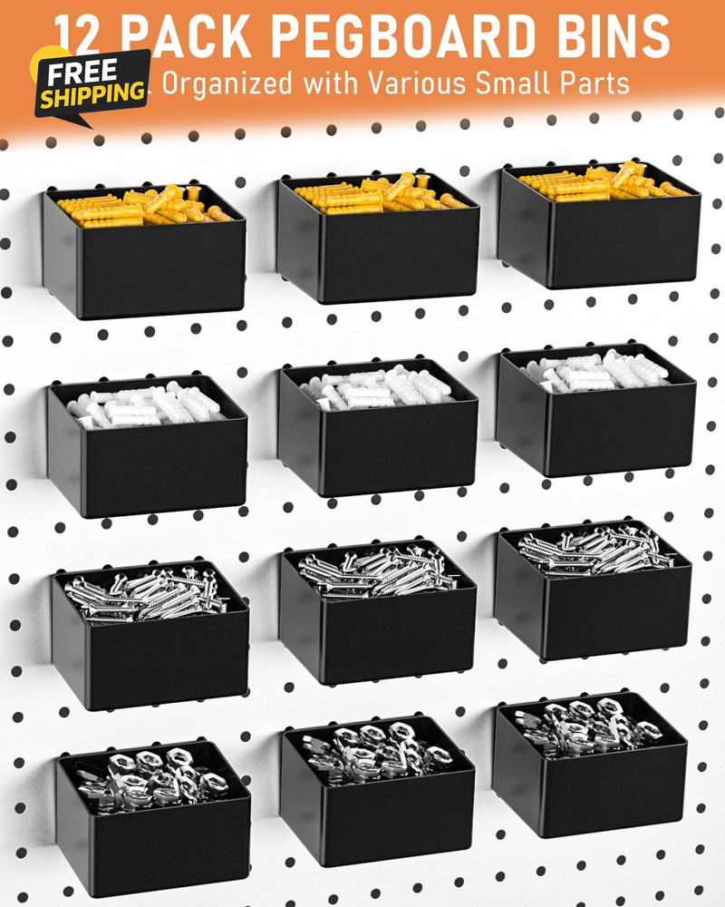 278PCS Pegboard Accessories Organizer Kit, Peg Board Hooks Assortment with Bins