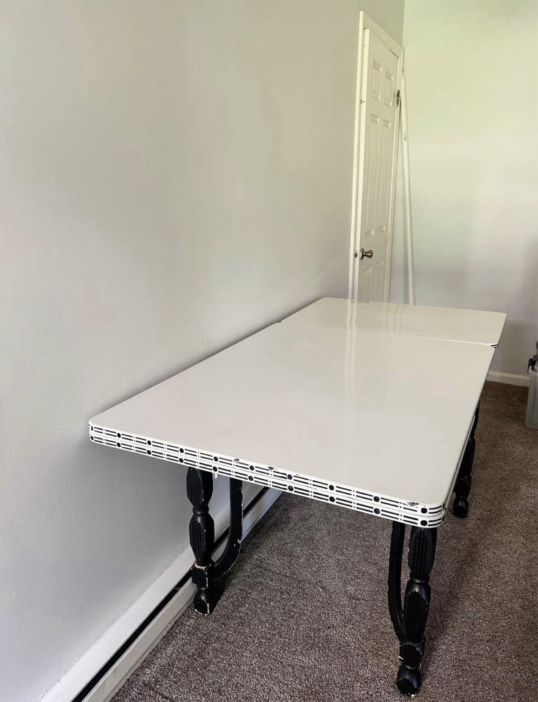 Large Vintage Expandable Enamel Top Table