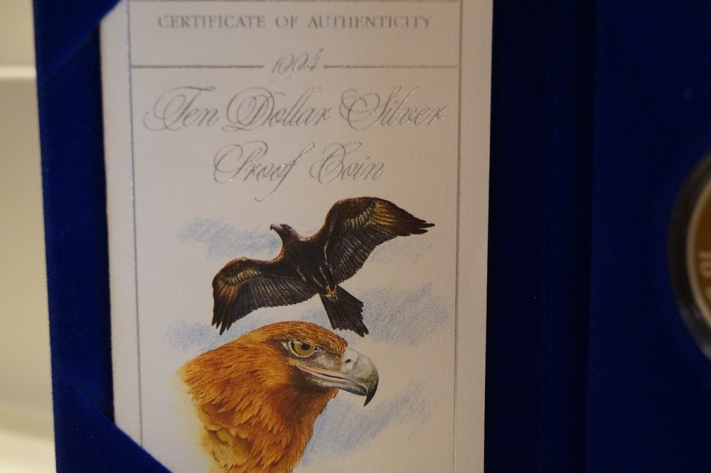 1994 Australia $10 High Relief Silver Proof Wedged Tailed Eagle