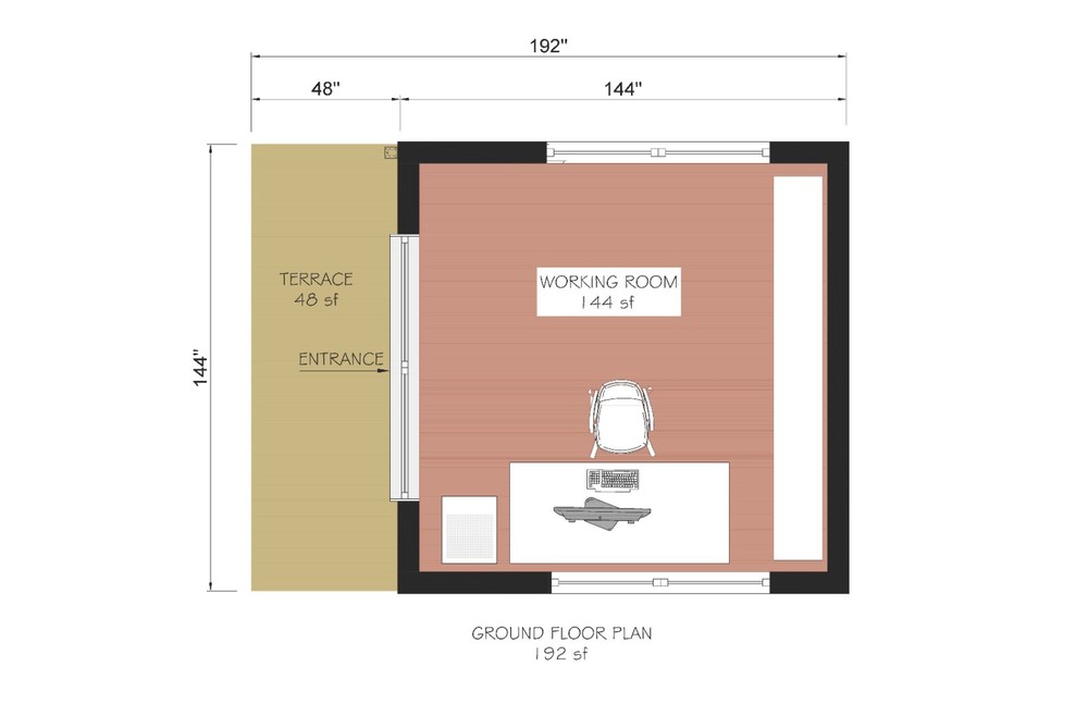 Small Cabin Plan, Tiny Office Plan, 12x12 Small Office Plan, Hard Copy