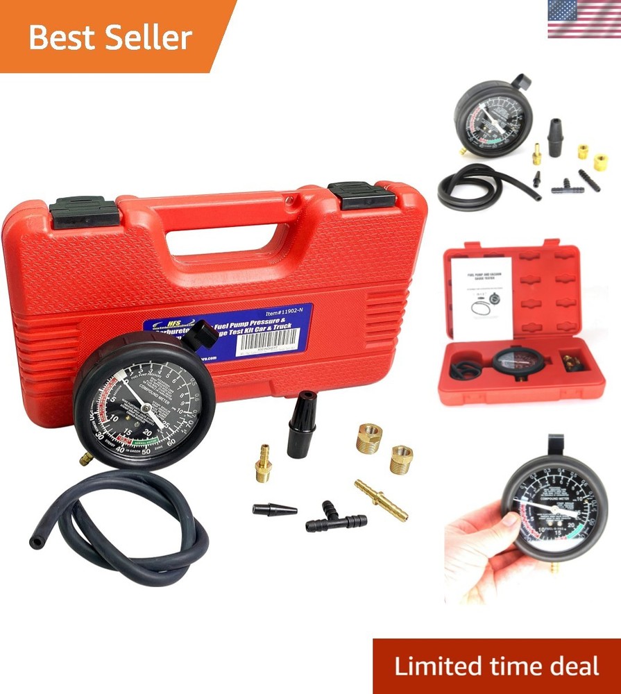 Comprehensive Fuel Pump Pressure Tester Kit - Includes Gauge, Hose & Adapters