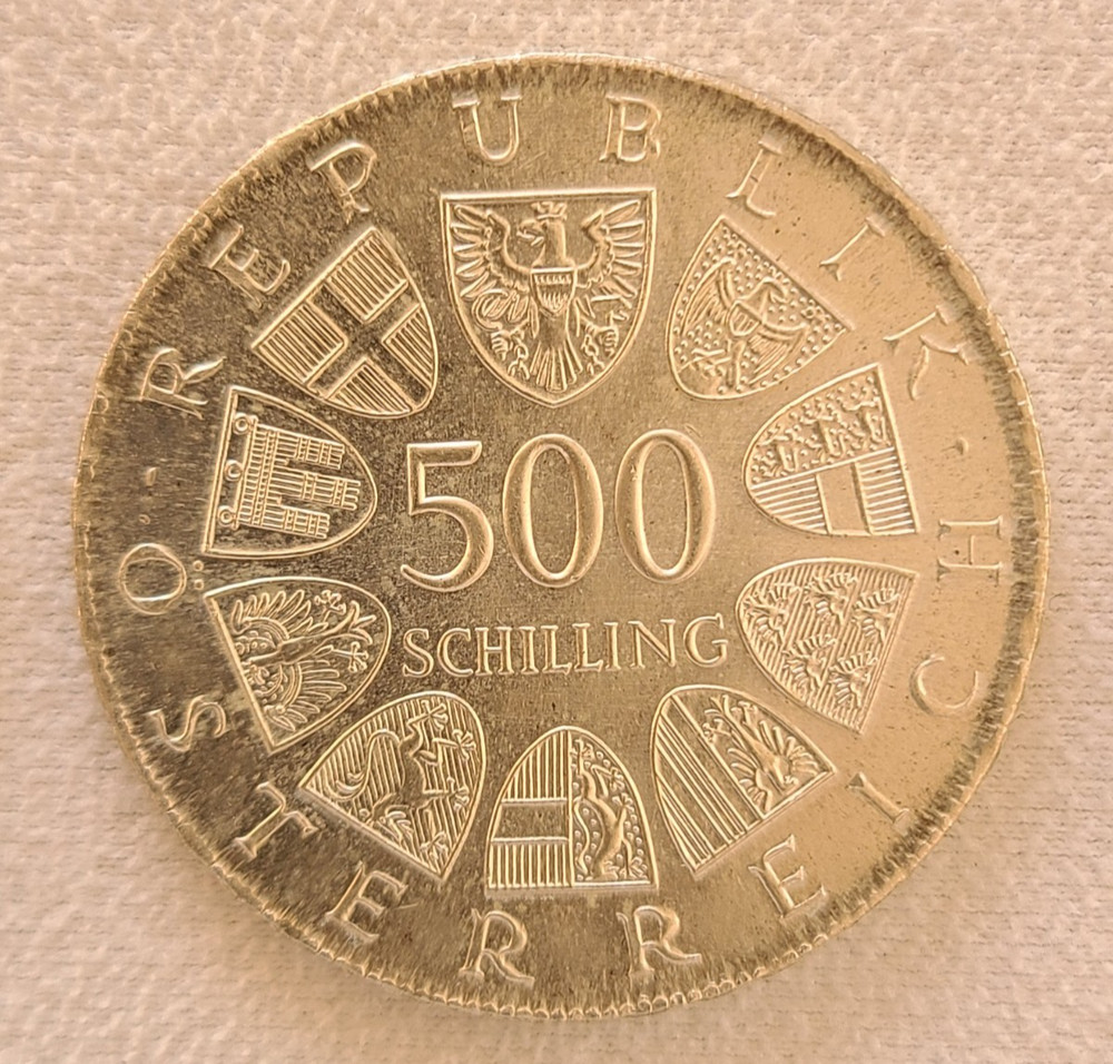 1982 Austria 500 schilling silver coin - St. Severin commemorative