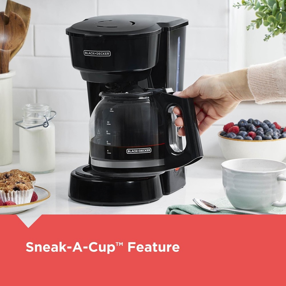 BLACK+DECKER 12-Cup Drip Coffee Maker with Easy On/Off Switch