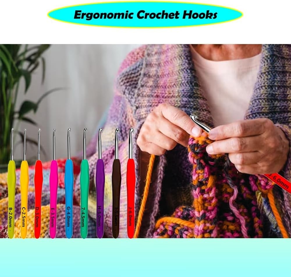 Multicolor 9-Piece Crochet Hook Set with Storage Case – Comfortable and Portable